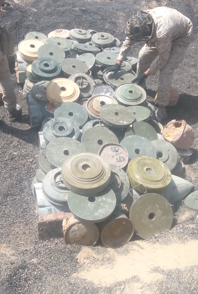 شاهد ألغام خطيرة كشفت عنها عمليات الإزالة في مأرب