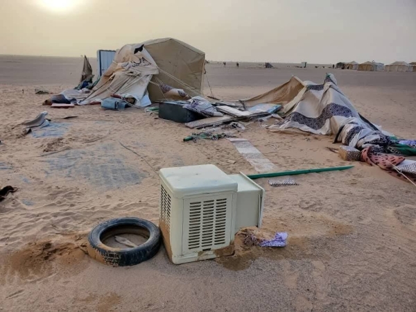 الجوف.. تضرر 1370 أسرة نازحة جراء المنخفض الجوي والعواصف